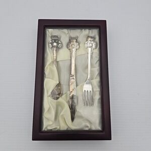 Stephan Baby Tiny Treasures Keepsake Silver Infant Teddy Bear Utensils